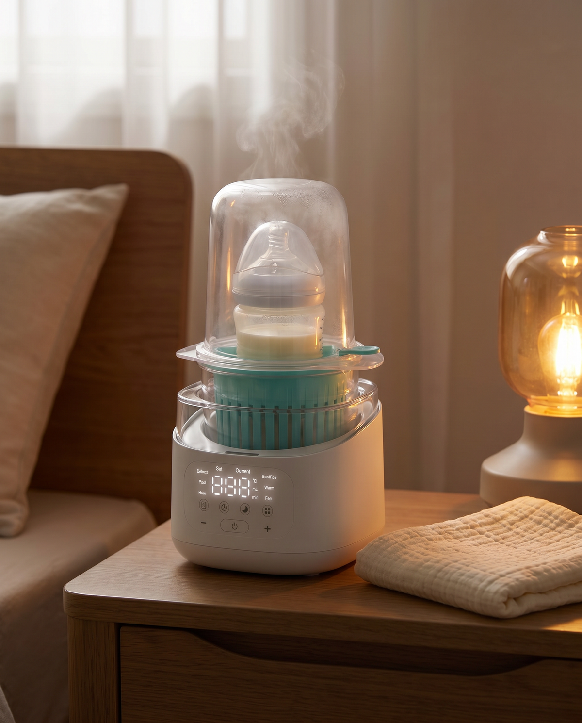 turtees Bottle Warmer on the bedside
