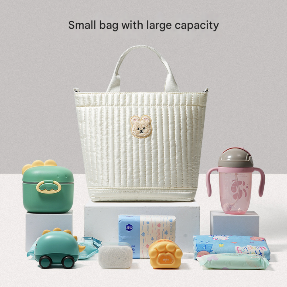 Mummy Bag Quilted Plush Diaper Tote Bag