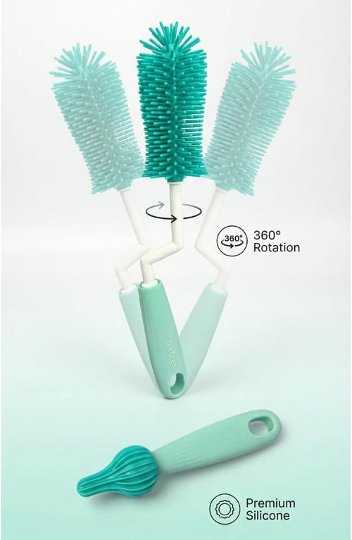 360° Bottle Cleaner Brush Set with Nipple Brush