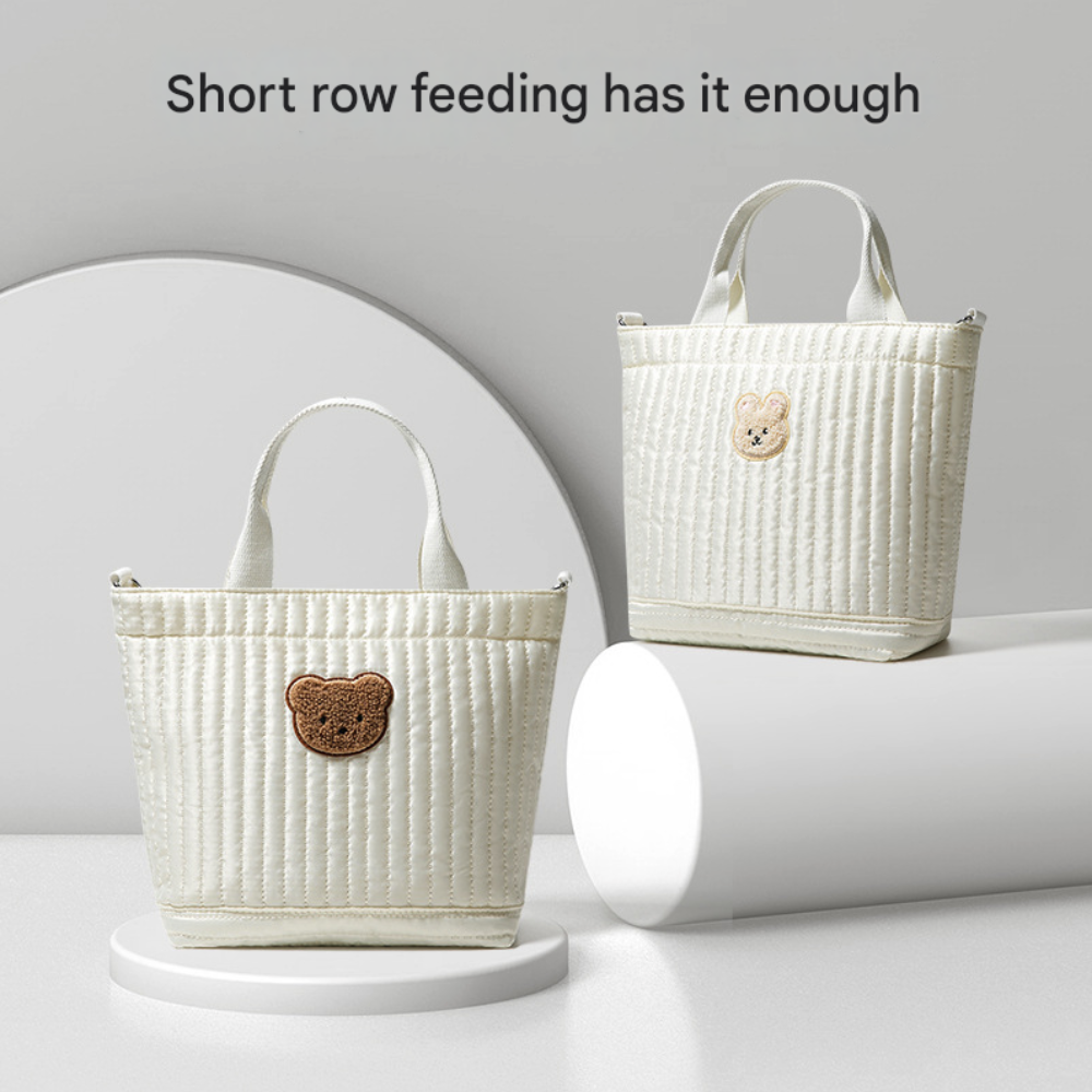Mummy Bag Quilted Plush Diaper Tote Bag
