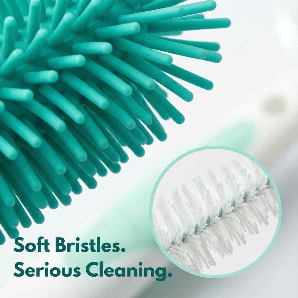 360° Bottle Cleaner Brush Set with Hidden Nipple Brush + Stand