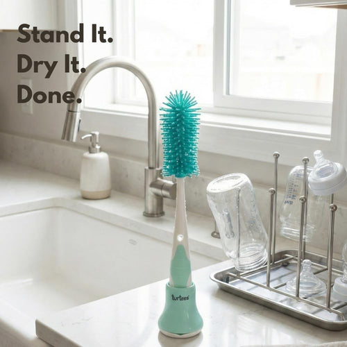 360° Bottle Cleaner Brush Set with Hidden Nipple Brush + Stand