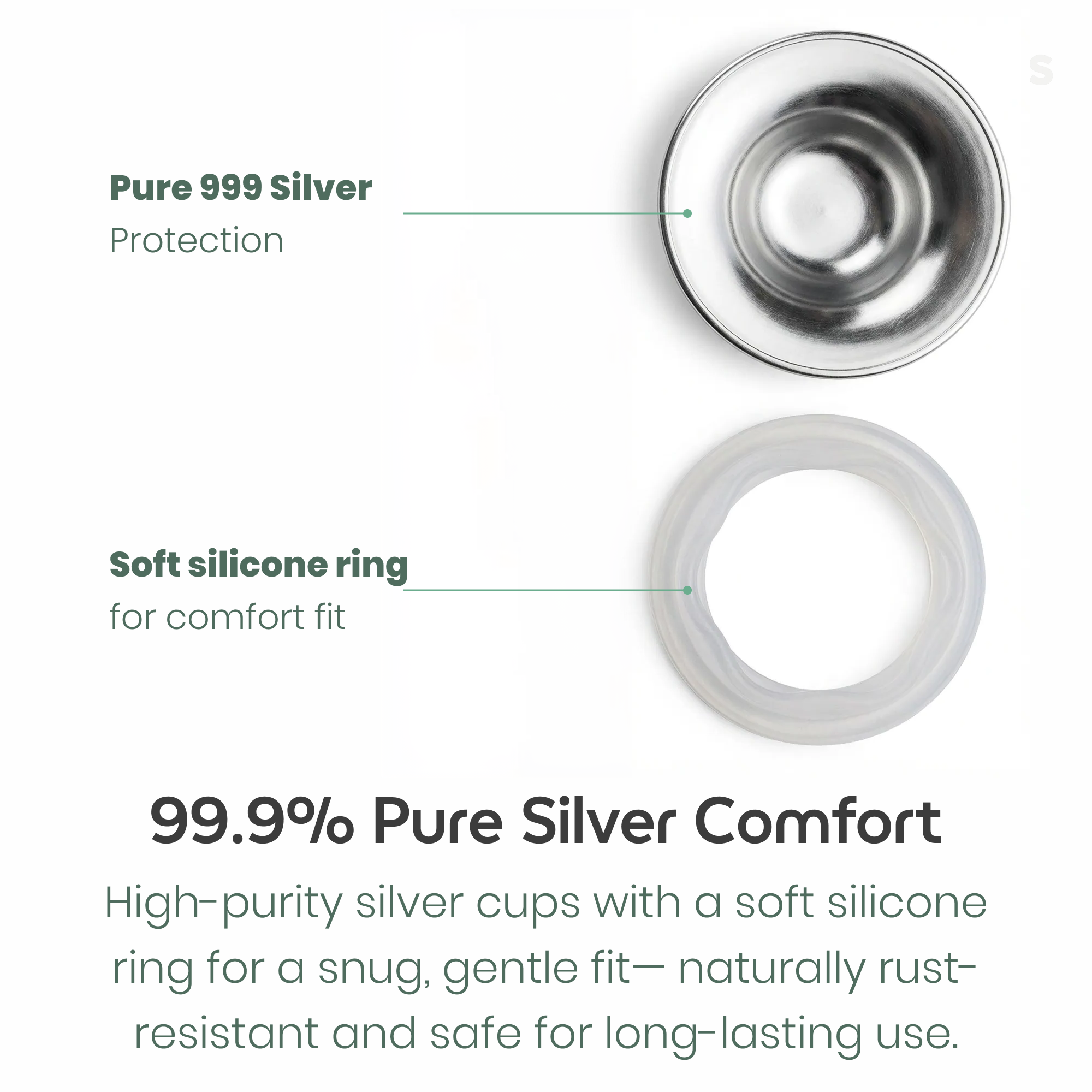 Pure 999 Silver Nursing Cups