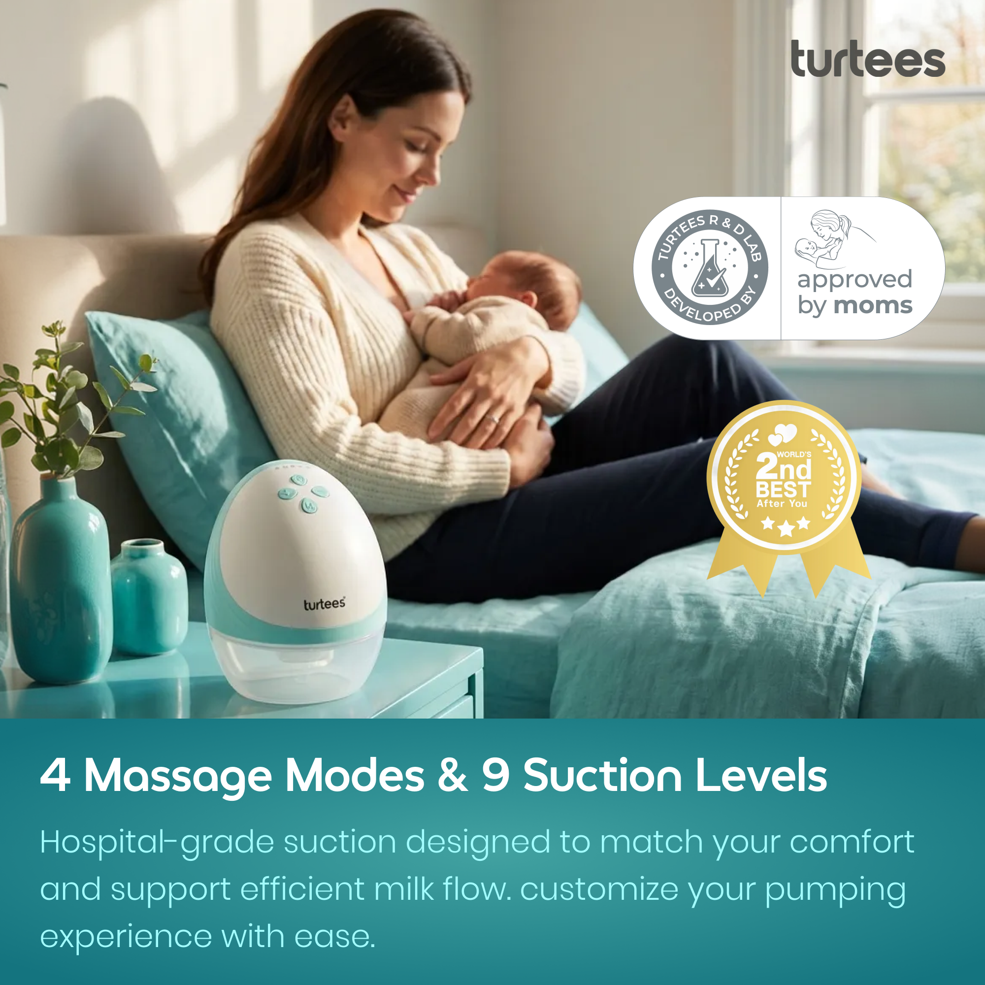 Turtees T10 Wearable Breast Pump (with Soothing Heat Therapy)