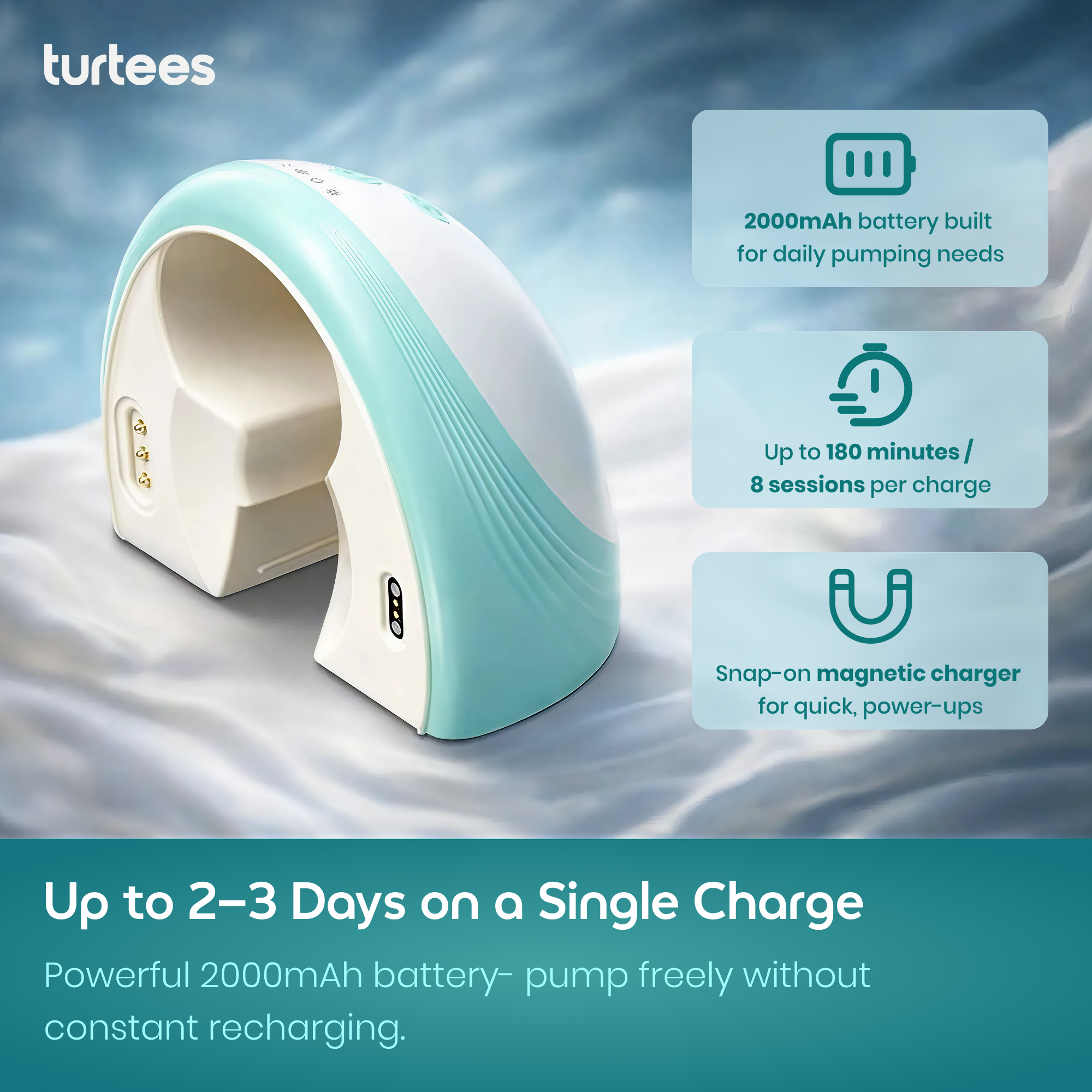 Turtees T10 Wearable Breast Pump (with Soothing Heat Therapy)