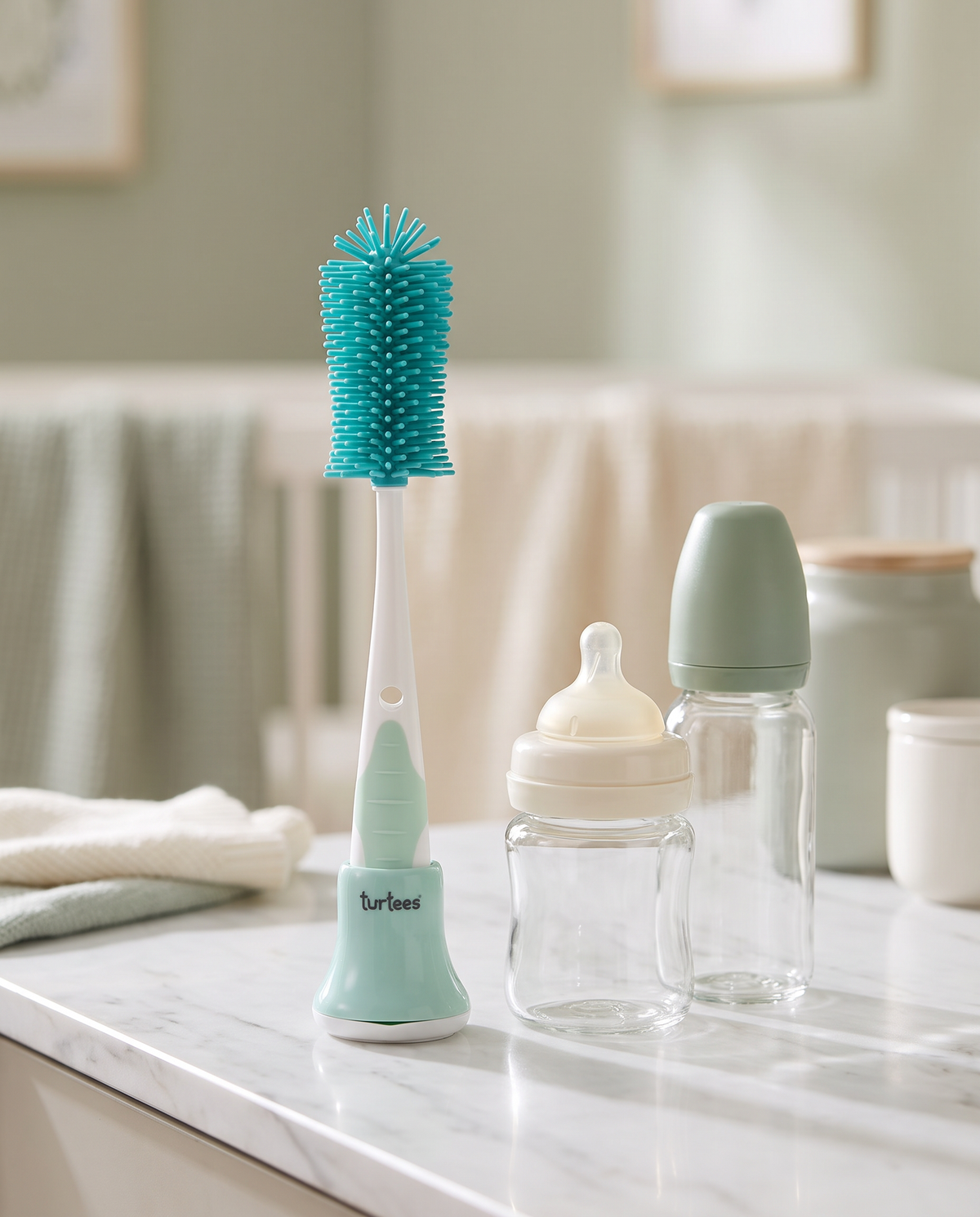 turtees 360° bottle cleaner brush with stand