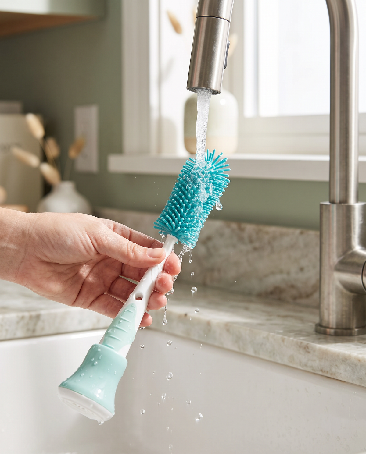 turtees 360° bottle cleaner brush with stand