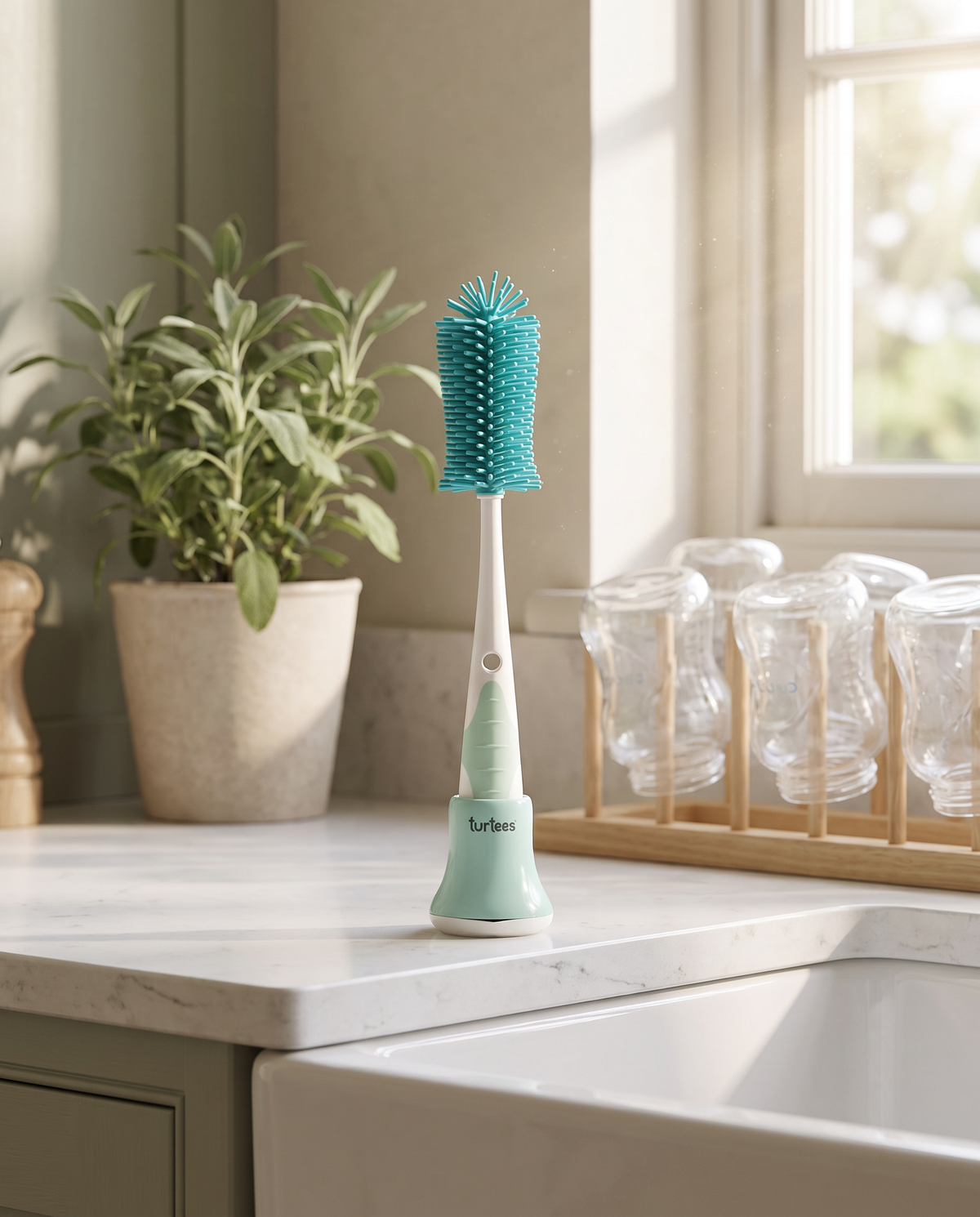 turtees 360° bottle cleaner brush with stand